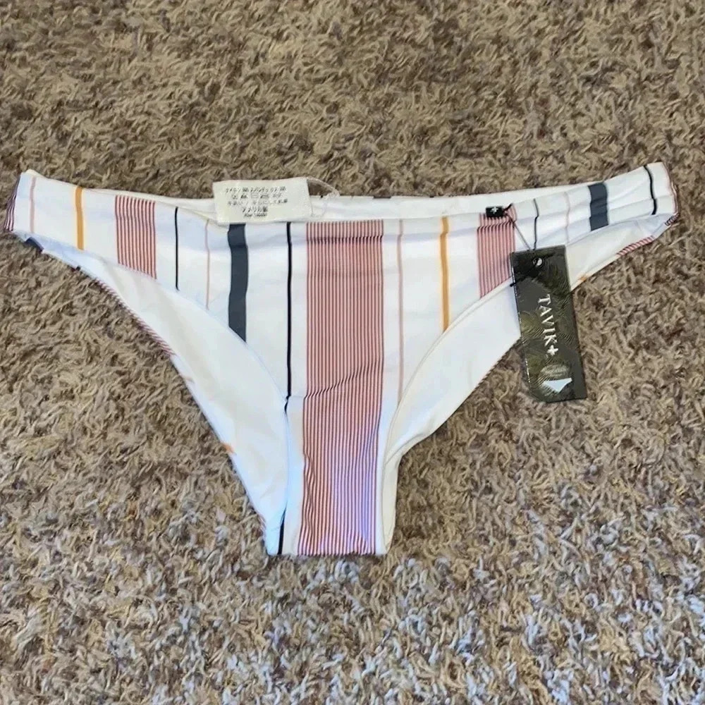 Tavik Ali Bikini Bottom in White & Berry Stripe
Swimwear
